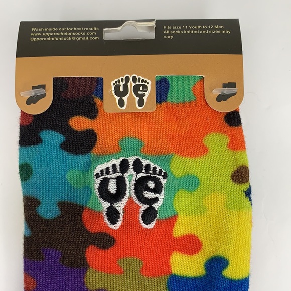 Upper Echelon Socks Autism Awareness New Ankle Length Size youth 11-men’s 12 - Picture 3 of 7